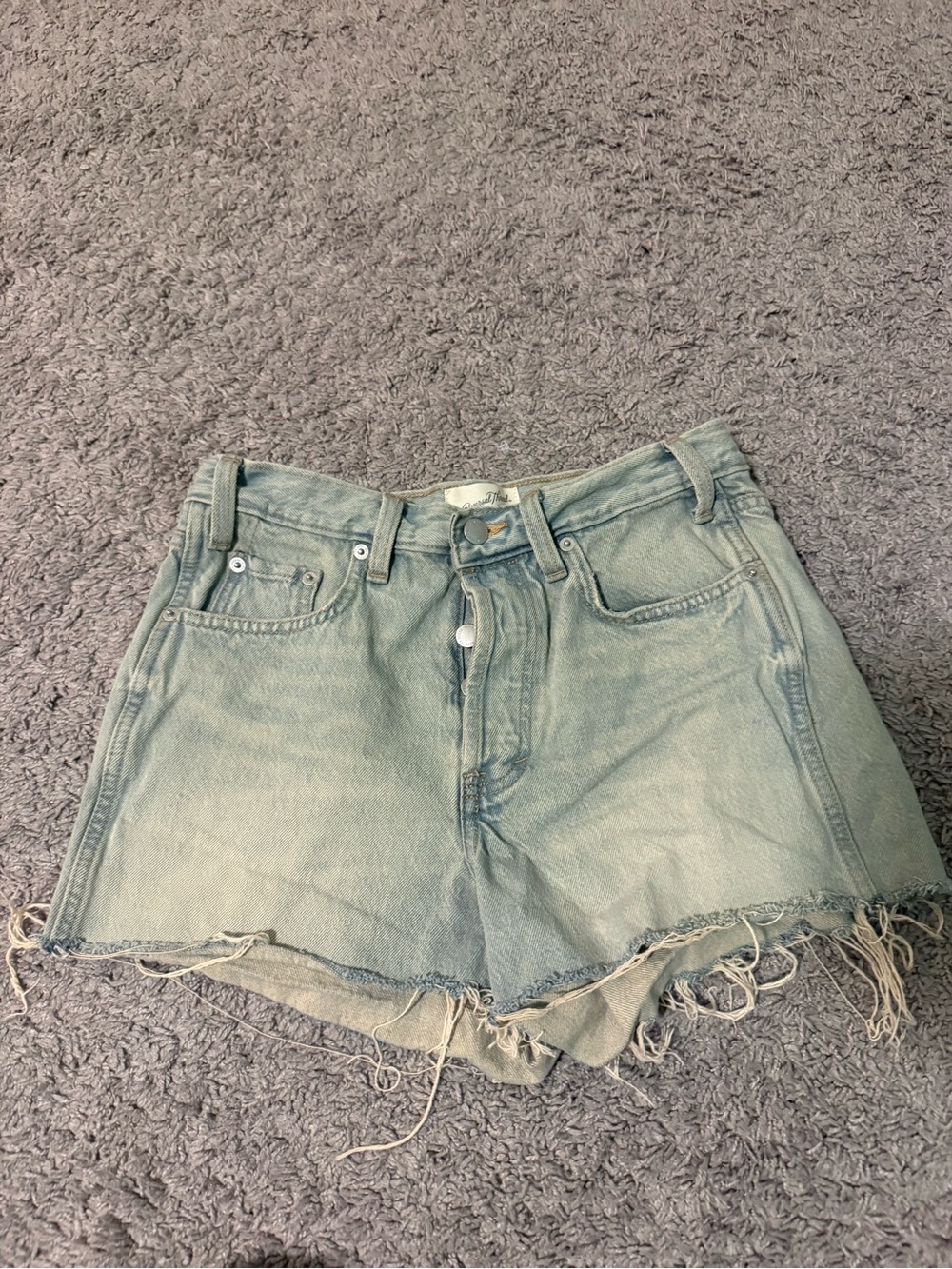 NWT High-Waist Distressed Denim Shorts in Light Blue